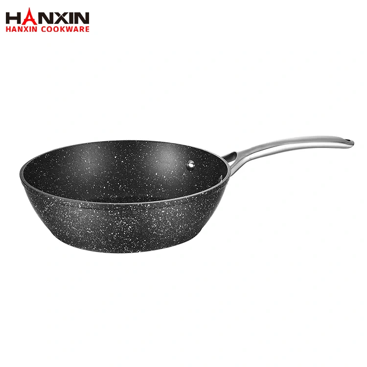 Głęboka patelnia z nieprzywierającą powłoką marmurową z aluminium