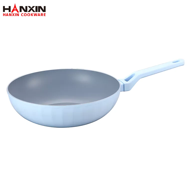 Głęboka patelnia wok z tłoczonej aluminium, ceramiczna